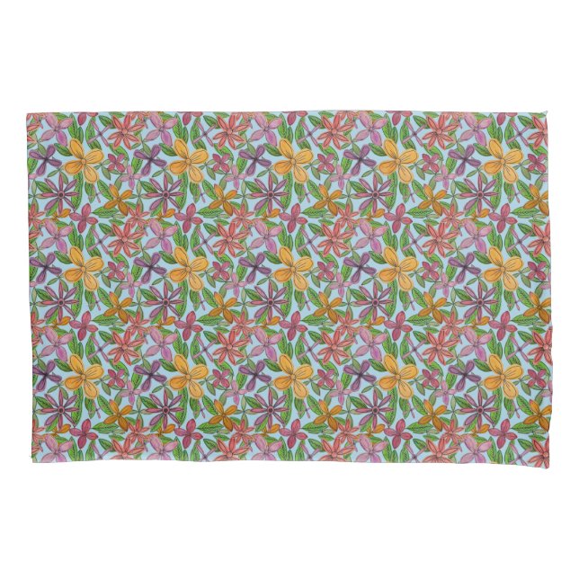 Colorful Floral   Pillow Case (Front)