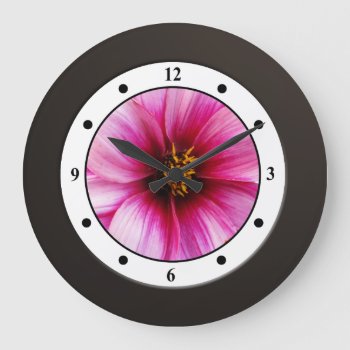 Colorful Floral Pink Garden Flower Modern Digits Large Clock by KreaturFlora at Zazzle