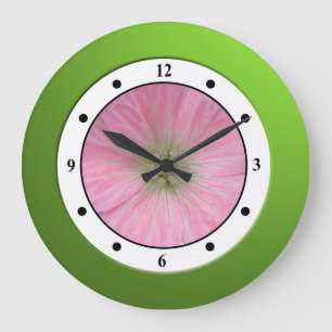 Colorful Floral Pink Garden Flower Modern Digits Large Clock