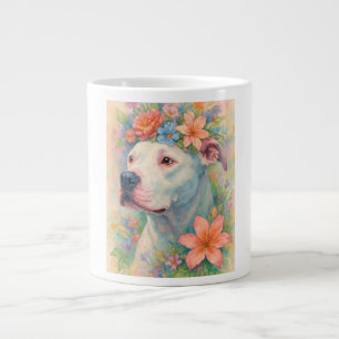 Colorful Floral Pit Bull Portrait All-Over Print Giant Coffee Mug