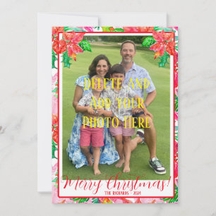 Colorful Floral Poinsettia Christmas Card
