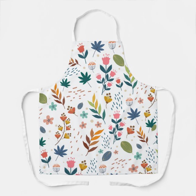 Colorful Floral Print Apron (Front)