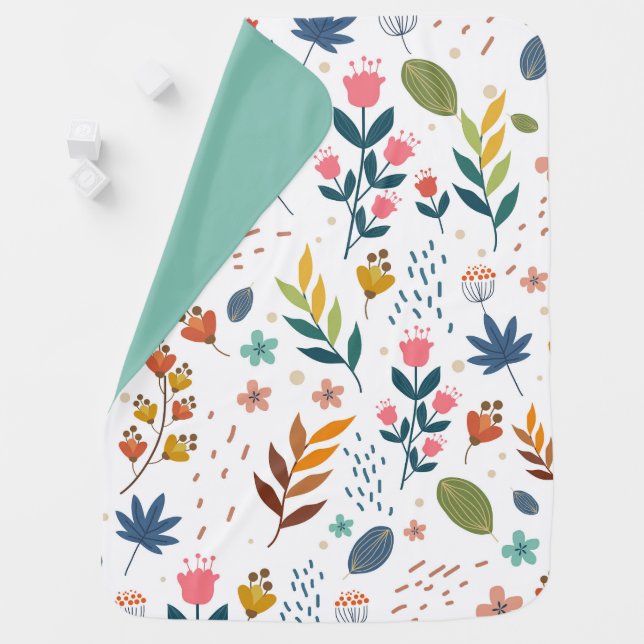 Colorful Floral Print Baby Blanket (In Situ)