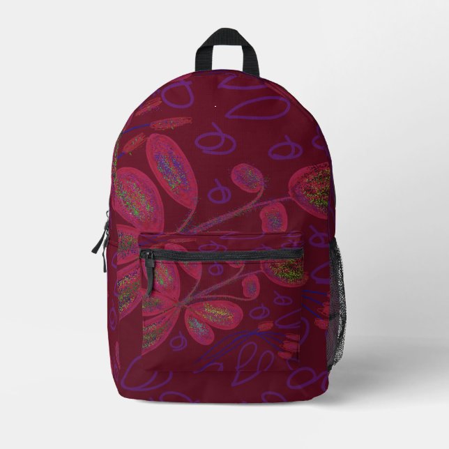 Colorful Floral Print Backpack (Front)