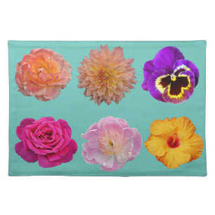 Colorful floral print cloth placemat