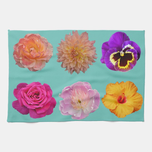 Colorful floral print kitchen towel (Horizontal)