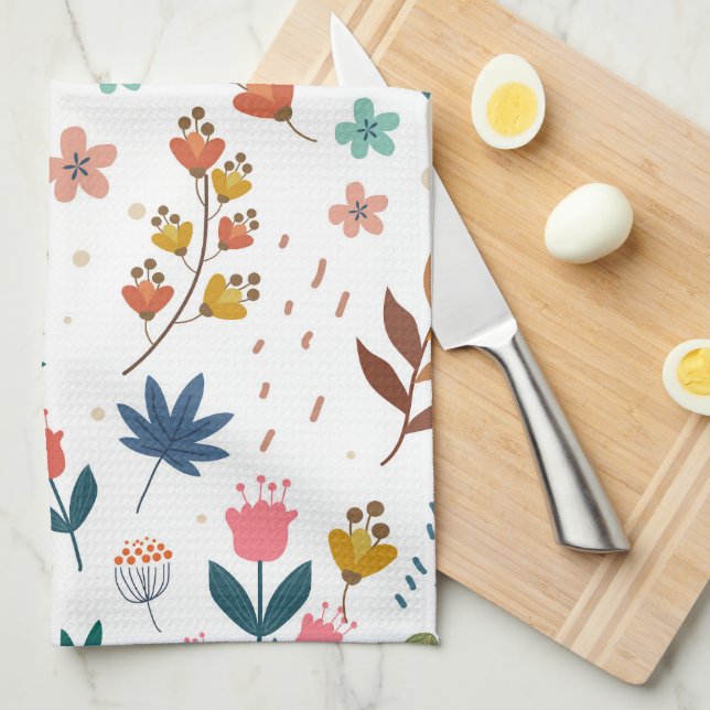 Colorful Floral Print Kitchen Towel (Quarter Fold)