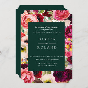 Colorful Floral Print Wedding Invitation