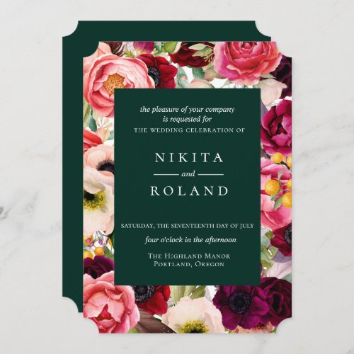 Colorful Floral Print Wedding Invitation