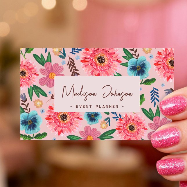Colorful Floral Professional Event Planner Business Card (Colorful Floral Professional Event Planner Business Card)