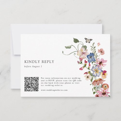 Colorful Floral QR Code RSVP Card
