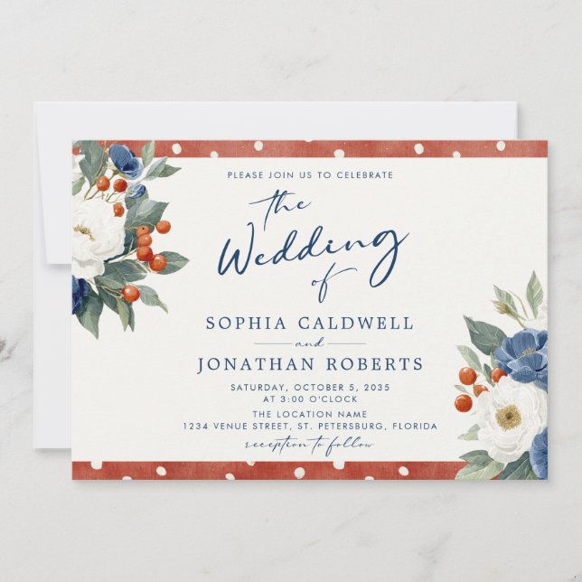 Colorful Floral QR Code Wedding Invitation (Front)