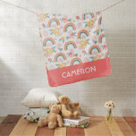 Colorful Floral Rainbow Pattern Baby Blanket