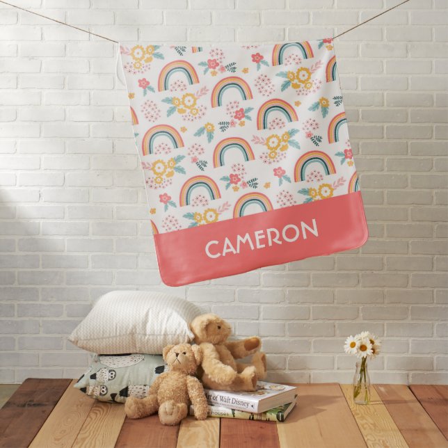 Colorful Floral Rainbow Pattern Baby Blanket (In Situ)