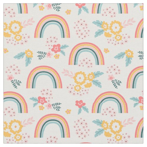 Colorful Floral Rainbow Pattern Fabric