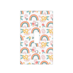 Colorful Floral Rainbow Pattern Light Switch Cover