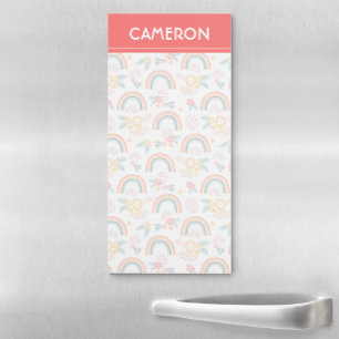 Colorful Floral Rainbow Pattern Magnetic Notepad