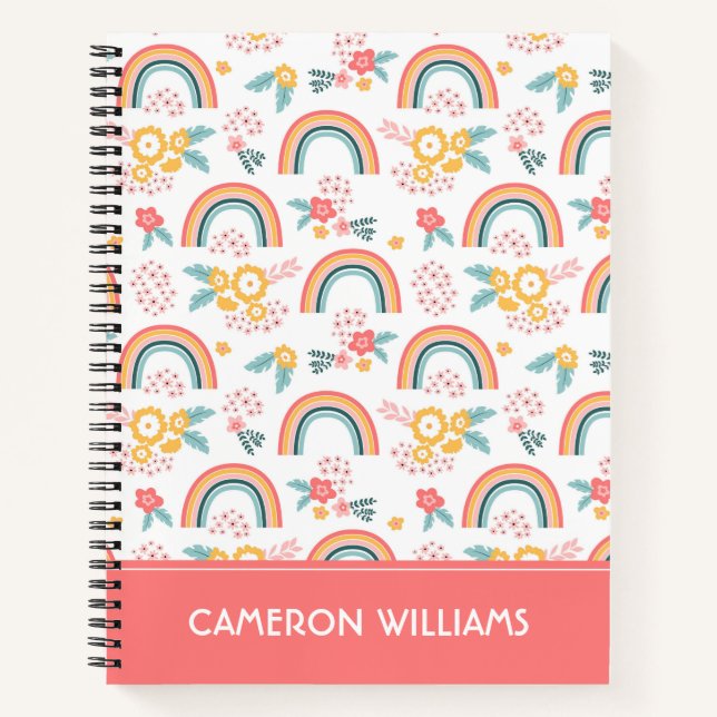 Colorful Floral Rainbow Pattern Notebook (Front)