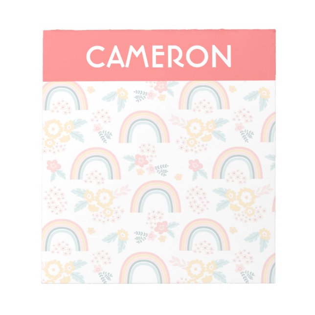 Colorful Floral Rainbow Pattern Notepad (Front)
