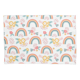Colorful Floral Rainbow Pattern Pillow Case