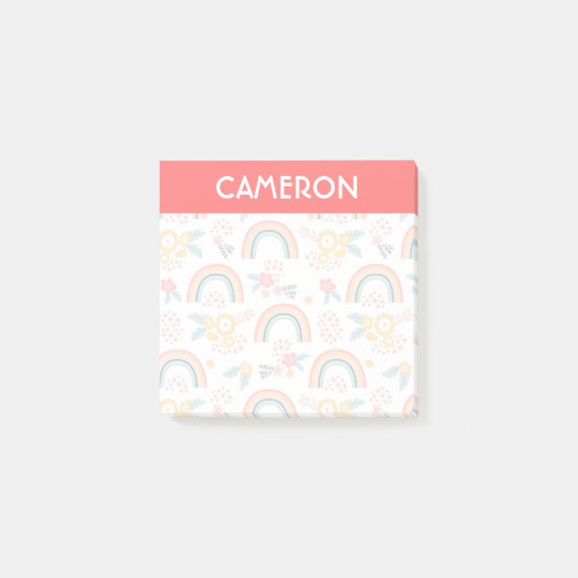 Colorful Floral Rainbow Pattern Post-it Notes (Front)