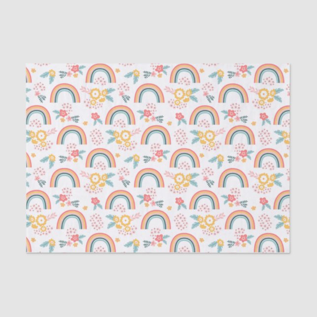 Colorful Floral Rainbow Pattern Tissue Paper (Front)