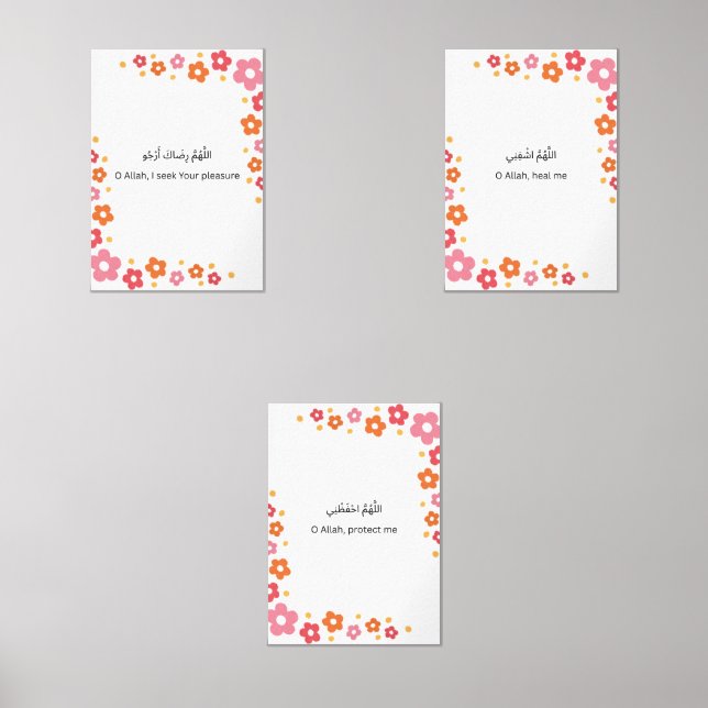 Colorful Floral Ramadan Wall Art – Dua Print  Set  (Front)