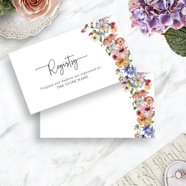 Colorful Floral Registry Enclosure Card (Colorful Watercolor Floral Registry Enclosure Card by Painted Paperie
)