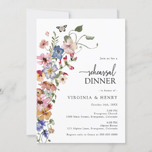 Colorful Floral Rehearsal Dinner Invitation