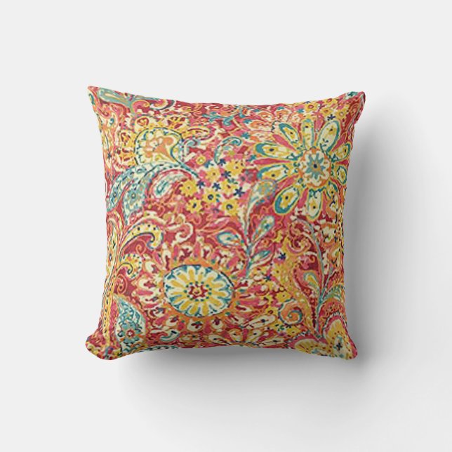 Colorful Floral Reversible Pillow (Front)