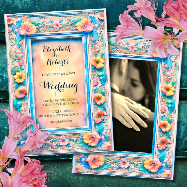 Colorful Floral Romantic Fiesta Mexican Wedding Invitation (Creator Uploaded)