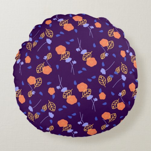 Colorful Floral Round Pillow