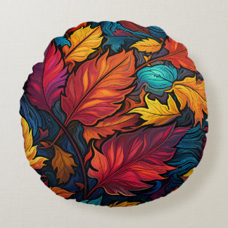 Colorful floral round Pillow for sofa or couch