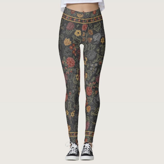 Colorful Floral Rug Pattern Leggings (Front)