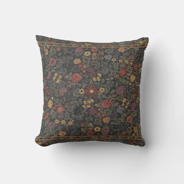 Colorful Floral Rug Pattern Throw Pillow (Front)