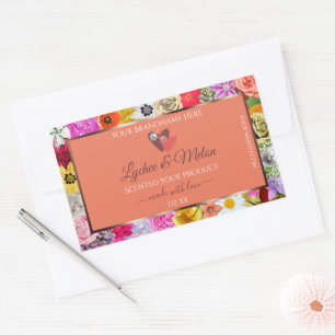 Colorful Floral Salmon Product Labels with Hearts