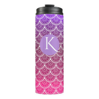 Colorful Floral Scalloped Monogram Thermal Tumbler