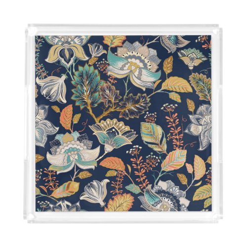 Colorful Floral Seamless Background Acrylic Tray