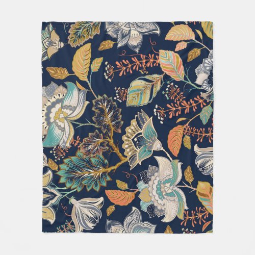 Colorful Floral Seamless Background Fleece Blanket