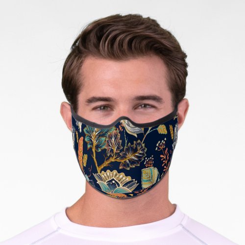 Colorful Floral Seamless Background Premium Face Mask
