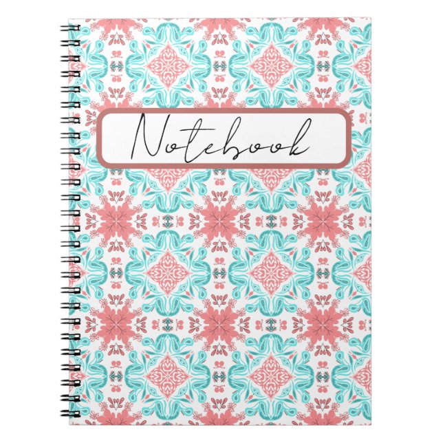 Colorful Floral Seamless Pattern Art Design Notebook (Front)