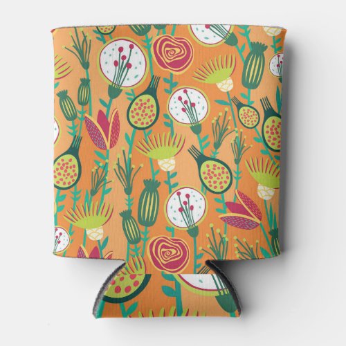 Colorful Floral Seamless Pattern Design Can Cooler