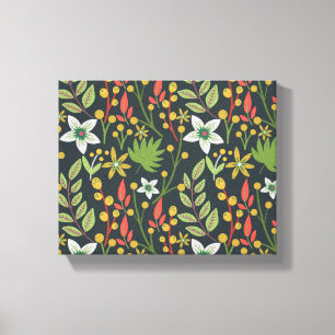 Colorful floral seamless pattern flowers and leave canvas print
