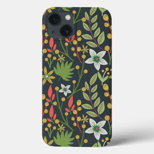 Colorful floral seamless pattern flowers and leave iPhone 13 case