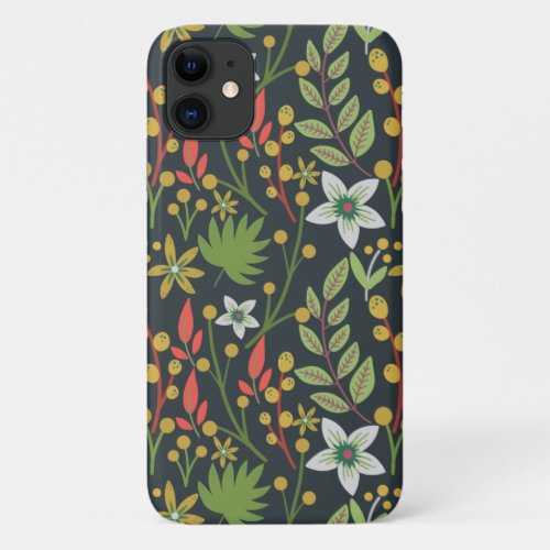 Colorful floral seamless pattern flowers and leave iPhone 11 case