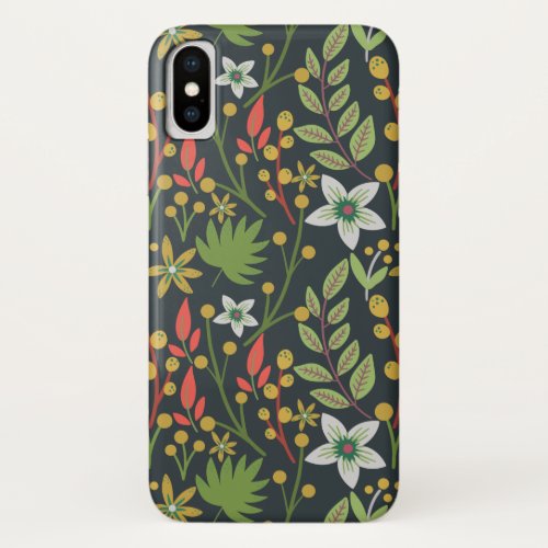 Colorful floral seamless pattern flowers and leave iPhone x case