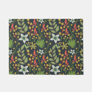 Colorful floral seamless pattern flowers and leave doormat
