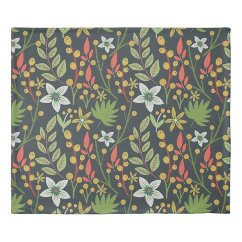 Colorful floral seamless pattern flowers and leave duvet cover