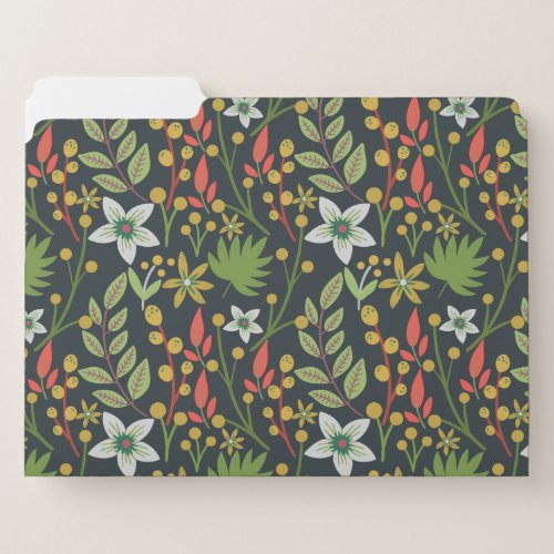 Colorful floral seamless pattern flowers and leave file folder