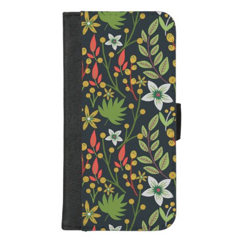 Colorful floral seamless pattern flowers and leave iPhone 87 plus wallet case